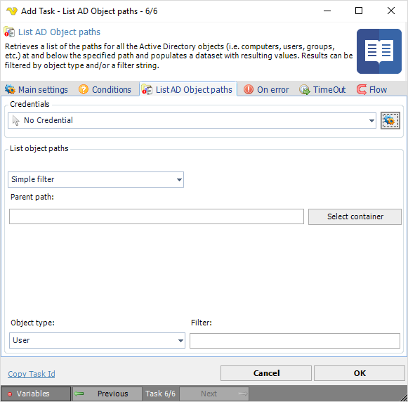 TaskActivedirectoryListADObjectpaths